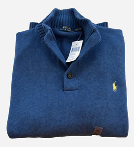 $90 NEW Polo Ralph Lauren Sz. XXL Blue 1/4 Button Knit Sweater Pullover!