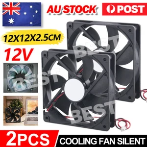 2PC 12V 120x120x25mm 12cm dual Ball Bearing PC Brushless Cooling Fan 2.5 - Picture 1 of 9