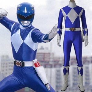 Dino Rangers Uniform Blau Ranger Cosplay Kostüm Zyuranger Outfit mit Stiefeln Neu - Bild 1 von 10
