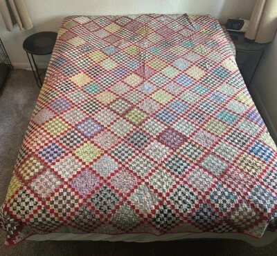 Vintage Postage Stamp Quilt 3/4” Squares Hand Pieced And Sewn Amazing! - Image 1 of 4