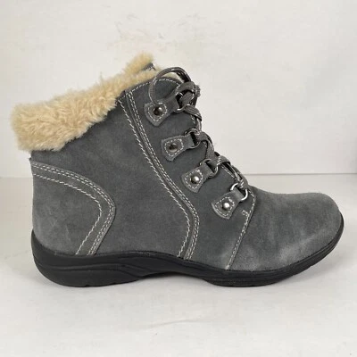 Earth Origins Crowley Boots Womens Size 11 Wide Gray Suede Faux Fur Zip Up Shoes - Image 1 of 4