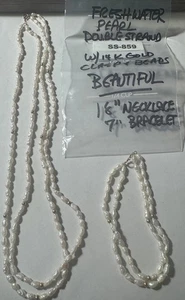 Mstchin 18" Süßwasserperlen Halskette & 7" Armband mit 14 KT Gold Akzenten SS-859G - Bild 1 von 9