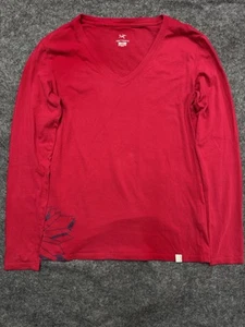 Arc'teryx Women Pink Double Sided Maple Leaf Logo VNeck Long Sleeve Tshirt SMALL - Picture 1 of 7