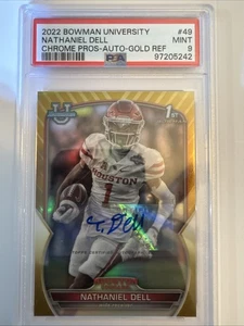Bowman University 2022 tanque cromado Dell #49 (RC) dorado/50 automático PSA9 Texans - Imagen 1 de 5