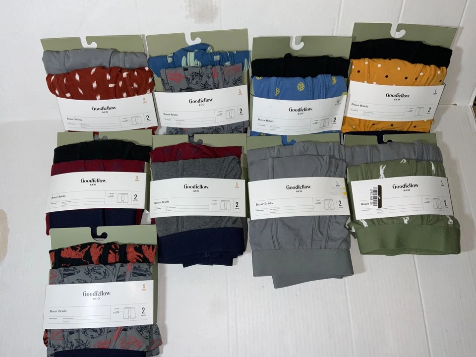 2-2 PKs Goodfellow & Co. Men's Red Blue Floral/Navy Boxer Briefs Tagless L 36/38