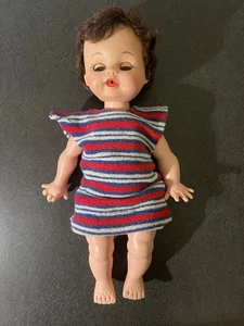 Vintage Unbranded Doll - Sleep Eyes Rooted Hair 14” Posable - Hole In Back Foot - Picture 1 of 11