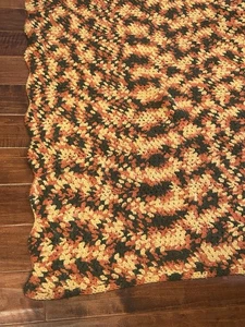 Afghan Herbst Herbst Thanksgiving Halloween farbig Vintage Handarbeit 74” x 81” - Bild 1 von 4