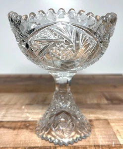 Vintage amerikanisches Brillantschliff Glas Kristall Sockel Kompott Herzstück - Bild 1 von 9