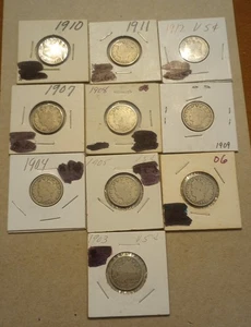 Lote de 10 níquel cabeza libertad fechas diferentes 1903 a 1912 - Imagen 1 de 11