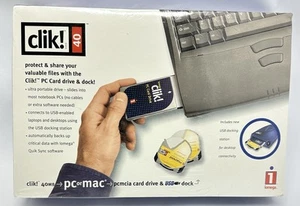 iomega clik! 40 MB PCMCIA Card Drive & USB Dock System - NEW Old Stock Sealed - Photo 1/7