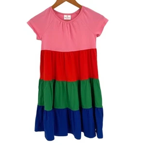 Hanna Andersson color block dress size 130 (size youth 8) pink red green blue - Picture 1 of 7