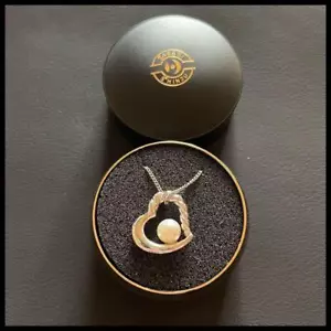 Unused Heart Pearl Silver 925 Tasaki Pearl Necklace - Picture 1 of 9
