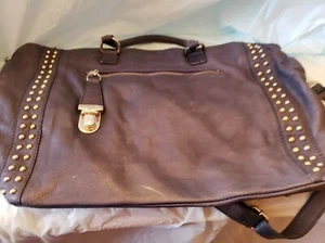 PopCorn Milano Navy Leather Bag w/ Top Handles, Removable Shoulder Strap - Picture 1 of 3