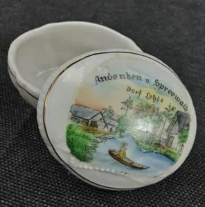 Spreewald Andenken Dorf Lehde Deckeldose Bonbondose Kahn Geiersthal Porzellan - Bild 1 von 14