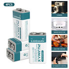 4 x 9V Heavy Duty Batteries Smoke Alarm 1200mAh Smoke Alarm USB Direct Recharge