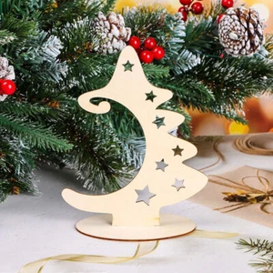 DIY Wood Slice With Stand Natural Unfinished Christmas Wooden Tree Star Craft - Picture 1 of 10