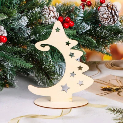 DIY Wood Slice With Stand Natural Unfinished Christmas Wooden Tree Star Craft - Image 1 of 4