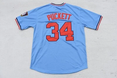 ¡Nuevo! Camiseta deportiva de béisbol azul bebé Kirby Puckett #34 MN Minnesota Twins XXL para hombre Foto 1 de 2