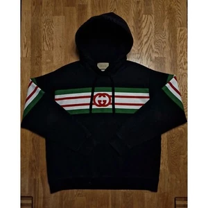 Gucci Black GG Stripe Print Hoodie - Picture 1 of 10