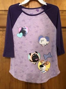 Girls Size L (10/12) The Secret Life of Pets shirt Chloe Gidget Max Raglan - Picture 1 of 5