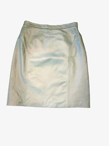 NWT VTG TERRY LEWIS CLASSIC LUXURIES Leather Skirt Seafoam Shimmer 14P New - Picture 1 of 11