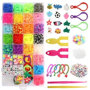 2069Pcs Rubber Bands Bracelets Kit 23 Colors Refill Set DIY Jewelry Making Gifts - Picture 1 of 9