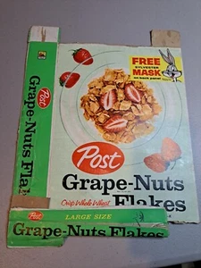 Vintage Post Traube Nuss Flocken volle Größe 1 Pfund Müslischachtel - mit Sylvester Promo - Bild 1 von 6