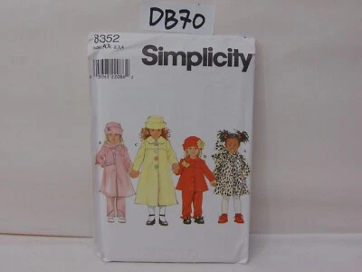 SIMPLICITY SEWING PATTERN UNCUT 8352 KIDS 2,3,4 PANTS HAT SCARF COAT JACKET - Image 1 of 3