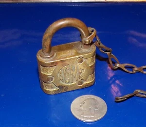 Vintage Brass ACME "RFD" Padlock w/Brass Shackle - no key - Picture 1 of 4