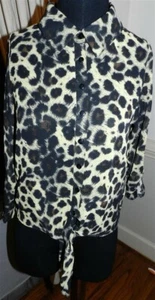 Shirt Leopard Print Semi Sheer Chiffon Bongo Juniors sz Small New - Picture 1 of 3