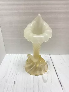Archimedes Seguso Murano Kunst Glas Gold Trompete Horn Vase Skulptur 12" - Bild 1 von 7