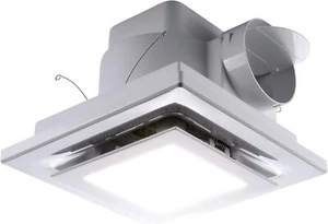 Bathroom Exhaust Fan LED Light Square Quiet Modern Ceiling Mount Ventilation Fan - Picture 1 of 7