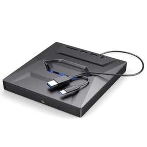 External DVD Drive USB 3.0 Type C ROM Burners Rewriter with USB Ports Portable - Afbeelding 1 van 8