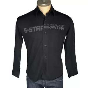 G-STAR RAW Camicia a Manica Lunga Nero Logo Vintage in Cotone da Uomo - Taglia M - Bild 1 von 5
