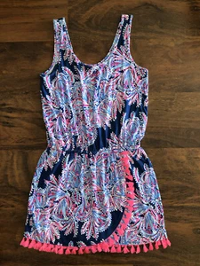 Lilly Pulitzer PEQUEÑO Miss Shell JARRETT MAMELUCO Azul Marino 4 de Julio Falda Borla Dobladillo - Imagen 1 de 5