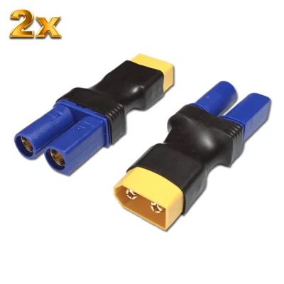 2 Adapter XT60 Male auf EC5 Female Stecker Buchse Goldstecker Lipo Akku RC  - Bild 1 von 4