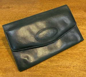 Vintage 1960s Passport Holder / Leather Travel Carrier Wallet - Dark Green Olive - Picture 1 of 10