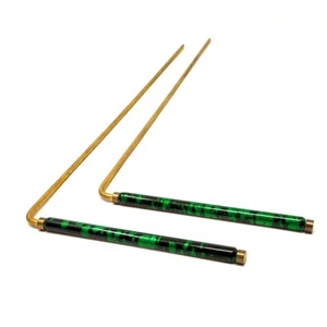 Green Coated Handle DOWSING RODS Ghost Hunting Water Divining Get Answers Energy - Picture 1 of 10