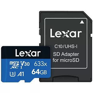 Lexar Micro SDXC Card 64GB U3 V30 633x A1 4K UHD - Picture 1 of 4