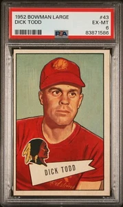 1952 Bowman Large #43 Dick Todd PSA 6 EX MINT - Picture 1 of 2