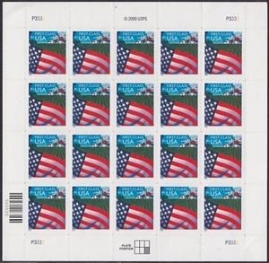 US 3449 Flag over Farm First Class 34c sheet 20 P3333 MNH 2001 - Picture 1 of 1