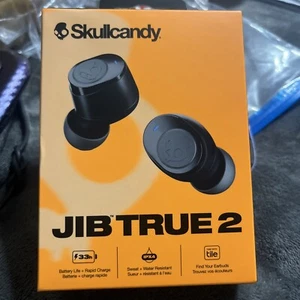 Black Skullcandy Jib True 2 True Wireless Premium Audio ORANGE BOX Earbuds - Picture 1 of 2