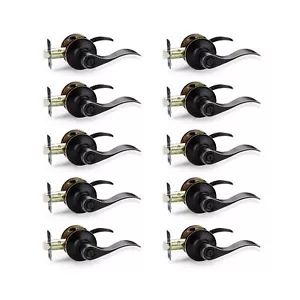 10 Pack Bulk Door Handles, Bed and Bath Door Knobs Oil Rubbed Bronze, Privacy... - Picture 1 of 8