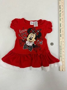 Tunica top camicia Disney Minnie Mouse bambina amo fiocchi orlo pelliccia taglia 4T usata in ottime condizioni - Foto 1 di 7