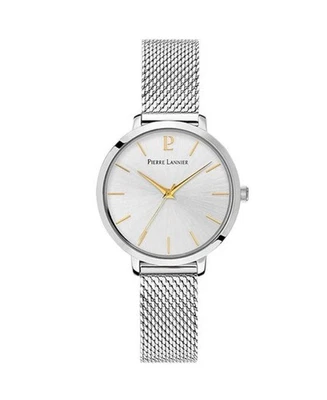 PIERRE LANNIER Mujer Analógico Cuarzo Informal Reloj Clásico Vestido Esfera Plateada Impermeable Foto 1 de 4