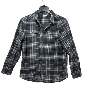 Columbia Flannel Shirt Plaid Long Sleeve Large Waffle Lined Gray Button Down - Picture 1 of 13