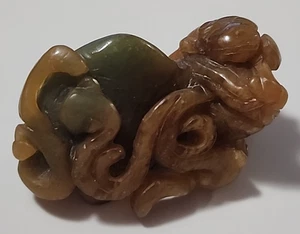 Asian Stone Lion or Dog? Figurine Colors: Jade & Amber - Picture 1 of 15