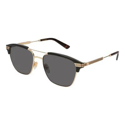 Gafas de sol cuadradas Gucci GG0241S 002 doradas negras 54 mm marco para hombre lentes grises Foto 1 de 4