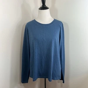 Re-Imagined J Crew Girlfriend Tee Sz L Blue Long Sleeve Women’s Top 100% Cotton - Picture 1 of 9