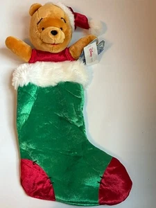 NWT Disney Store Winnie The Pooh 3D Plush Christmas Stocking Santa Hat 22" large - Picture 1 of 9
